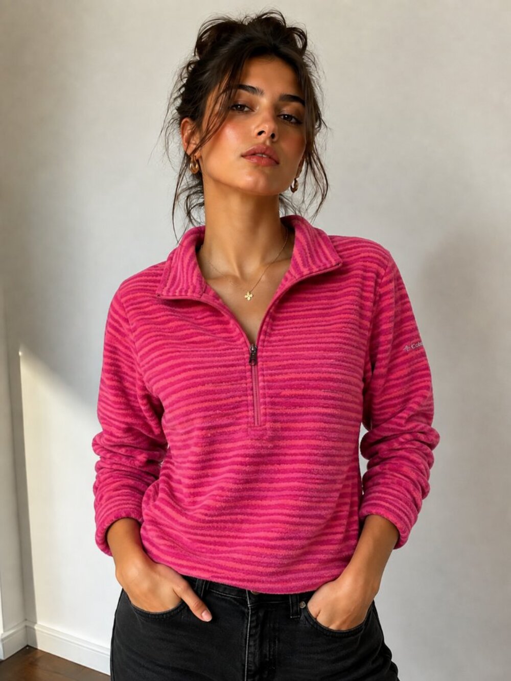 Columbia Sportswear Women's Half Zip Striped Fleece Pullover